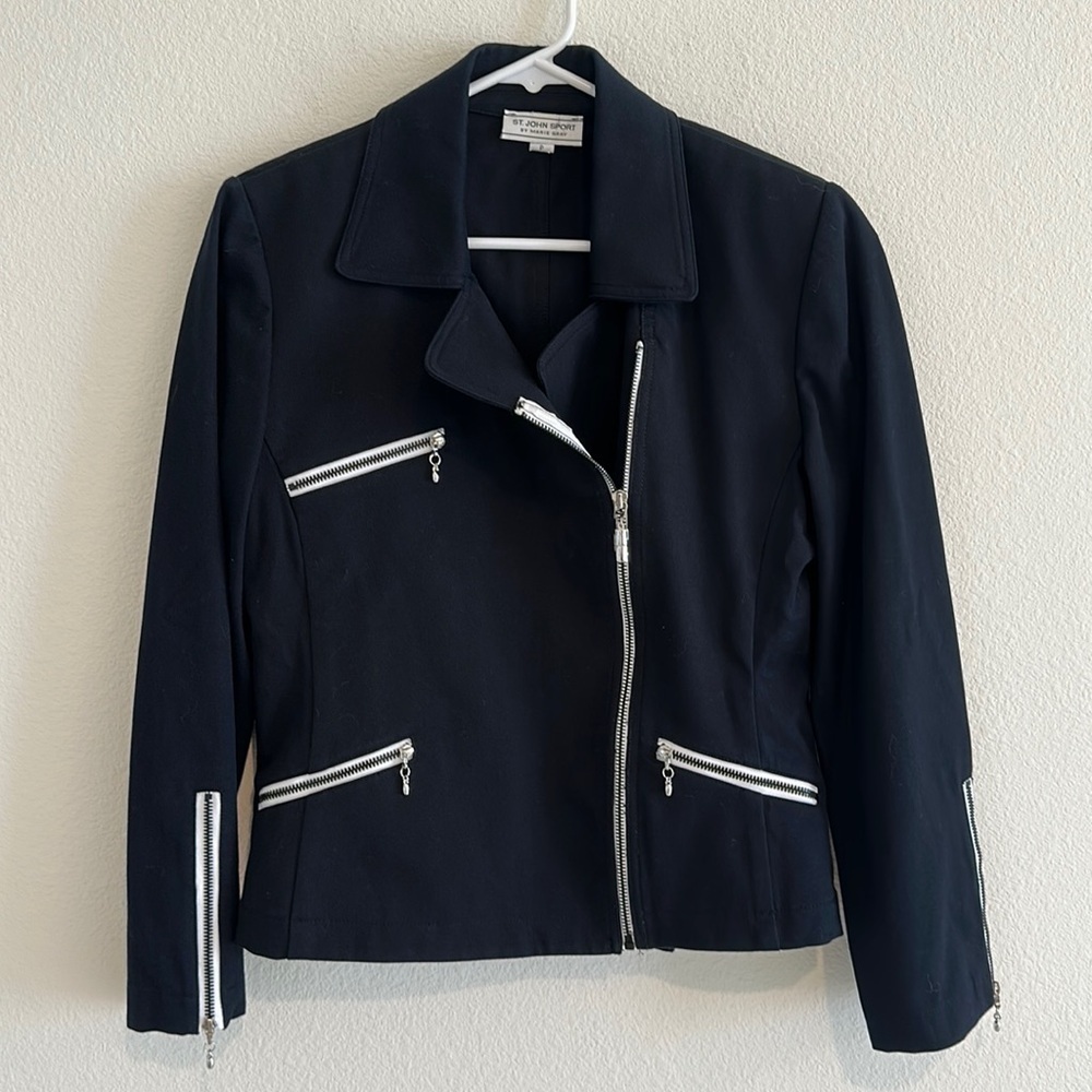 St. John Asymmetrical Zipper Jacket